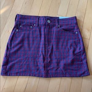 NWT! American Eagle Red Blue Plaid Mini Skirt!